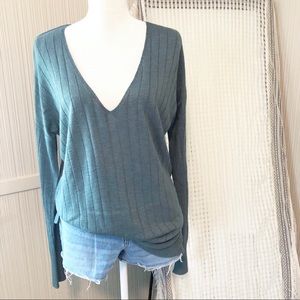 Urban Outfitters Teal V-Neck Sweater